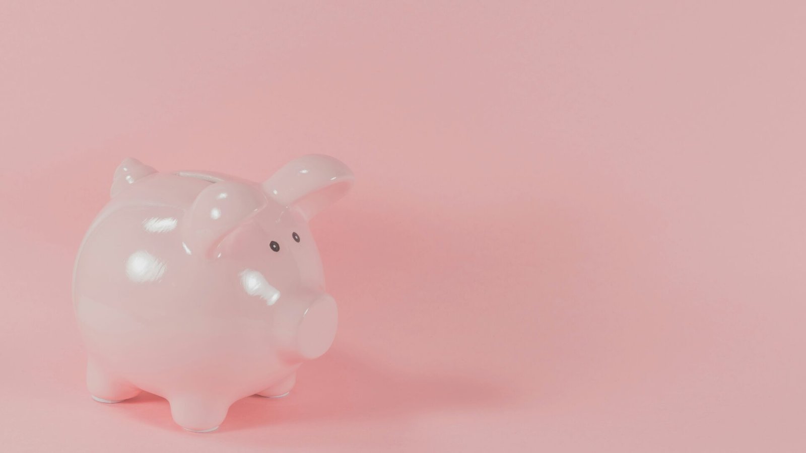 Je ziet een roze achtergrond met aan de linkerkant een roze spaarvarken. Dit symboliseert het besparen van geld (of belasting).